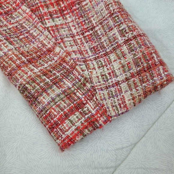 Norm Thompson orange tweed women's blazer collar wood button pockets office S - Picture 11 of 11